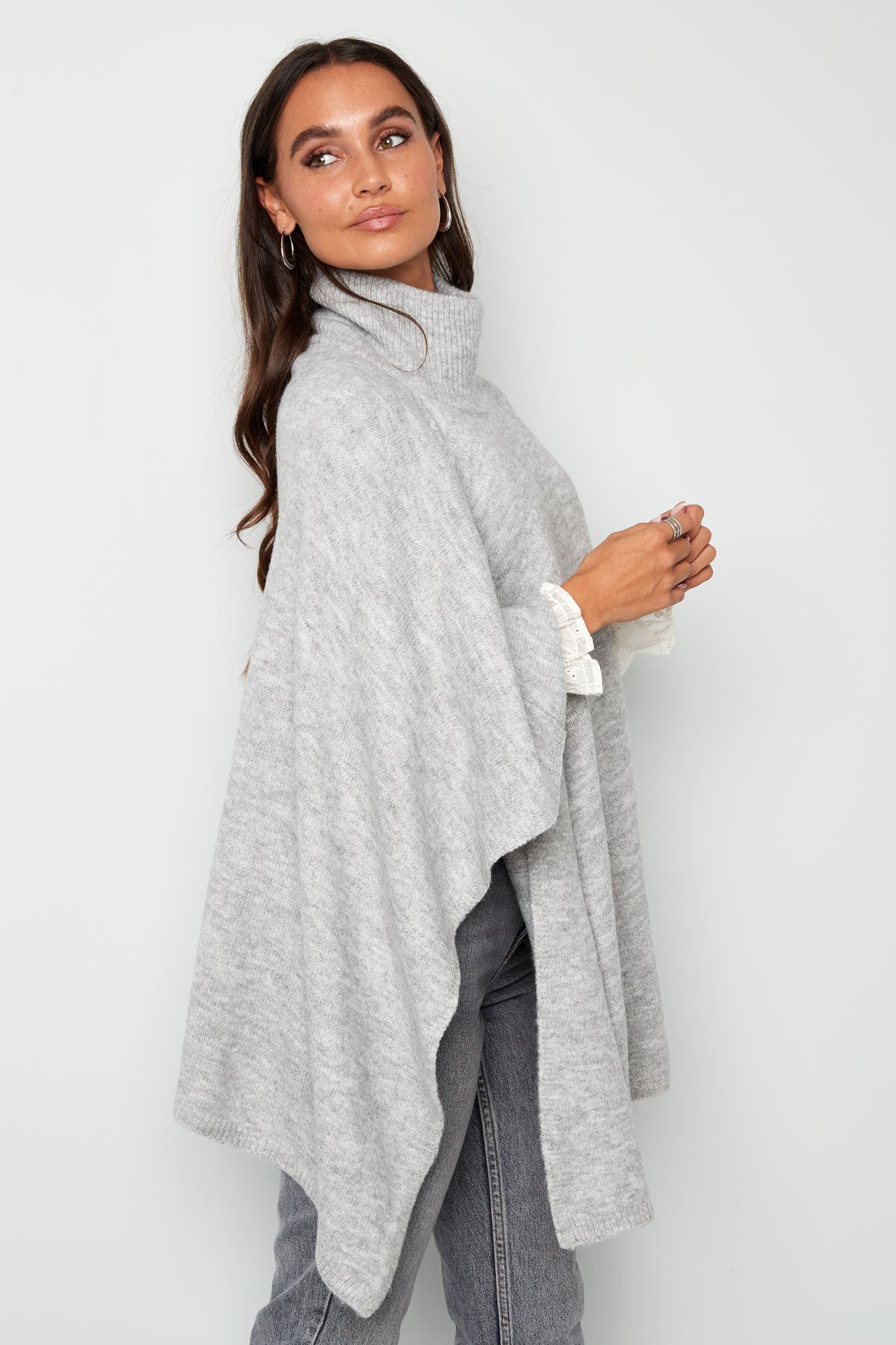 Poncho Basic colore Grigio, Collezione A/I 25